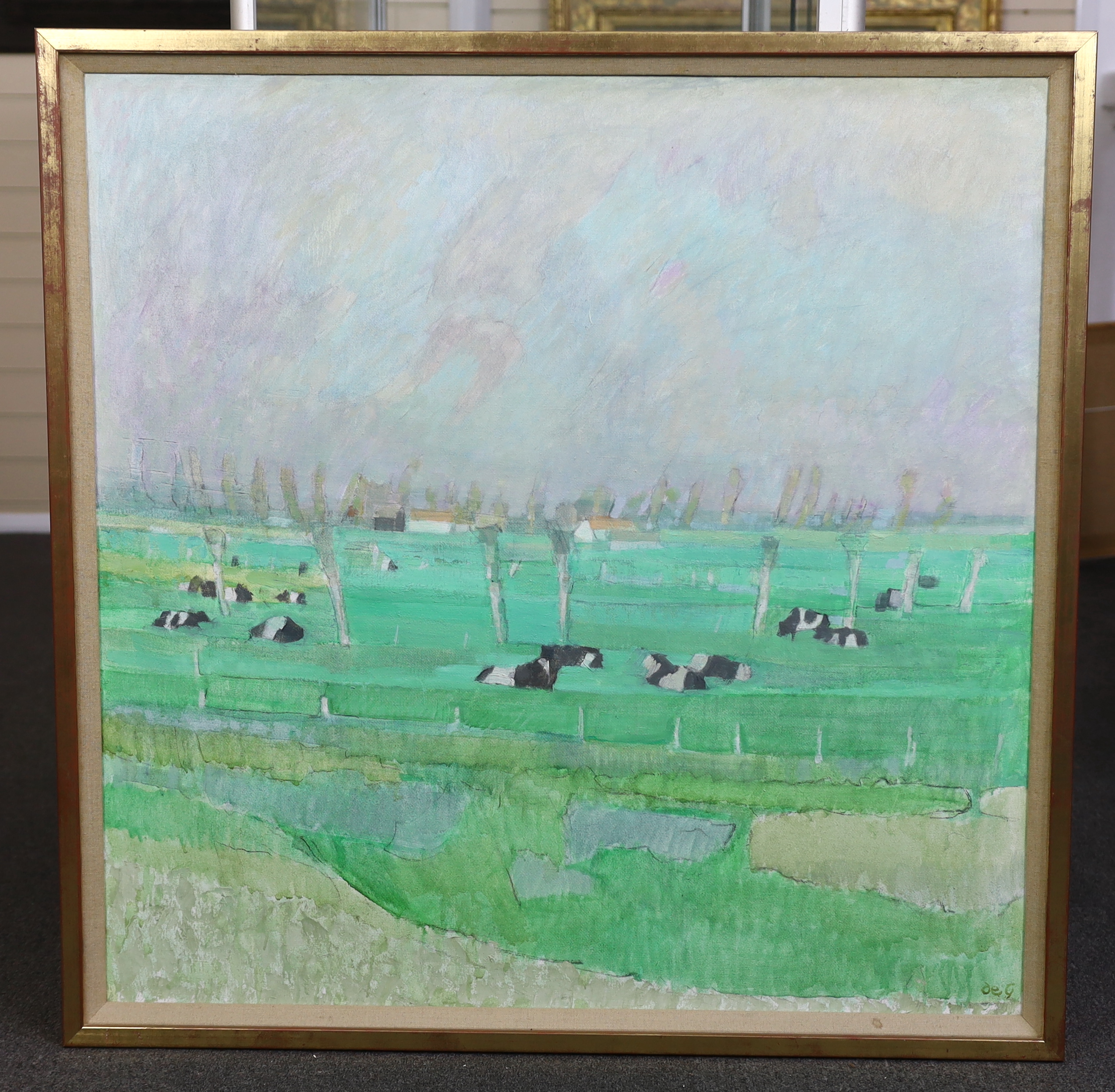 Sir Roger de Grey, P.R.A. (English, 1918-1995), 'Damme, Belgium', oil on canvas, 91 x 90cm